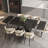 63''-94.5'' Extendable Rectangular Sintered Stone Dining Table Steel Legs, Black Modern Dining Table with Adjustable Foot Pads Seat 6-8