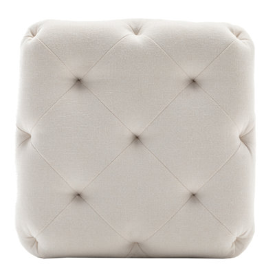 19-Inch Square Tufted Ottoman Footstool, Upholstered Cube Pouf With Button Tufting For Living Room, Bedroom (Multiple Fabrics) by Winston Porter