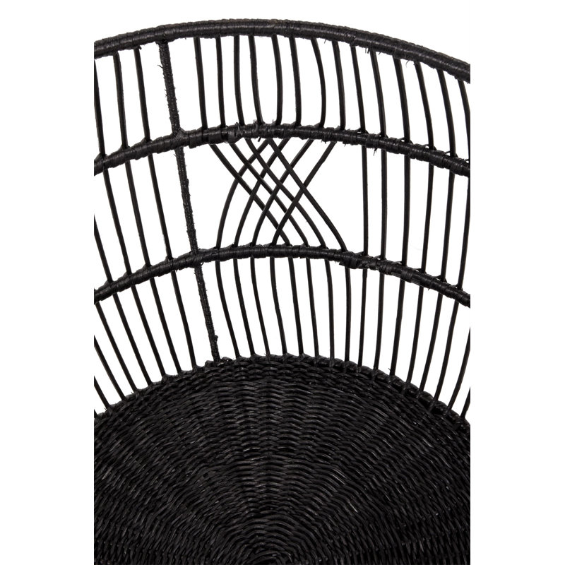 Sumatra Rattan Floor Storage Basket In Black, Black, 16" H x 21" W x 21" D