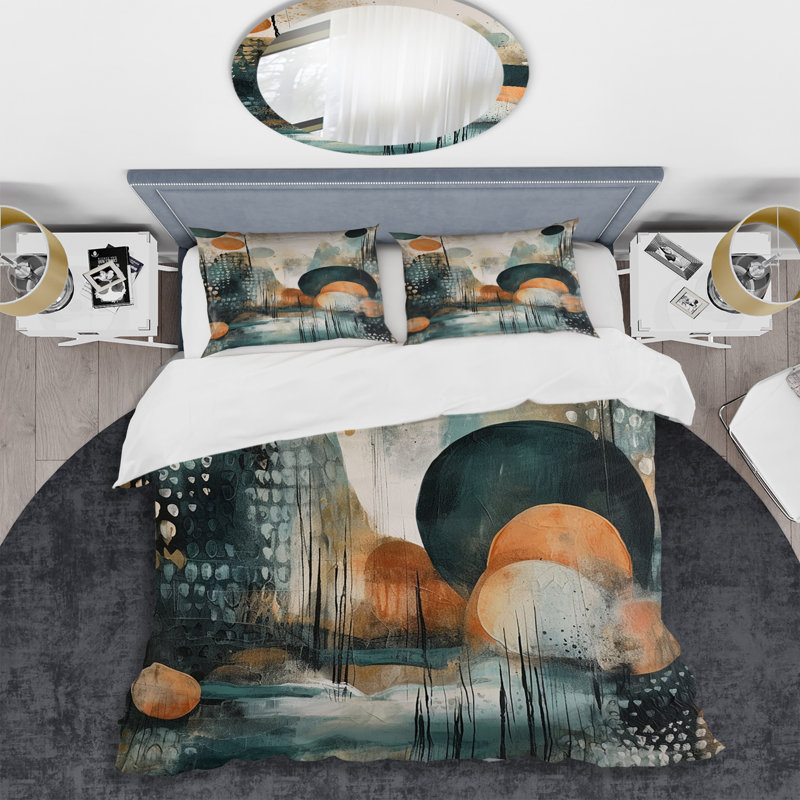 Ensemble de housse de couette en microfibre / polyester Green and Brown Artistic Libération III