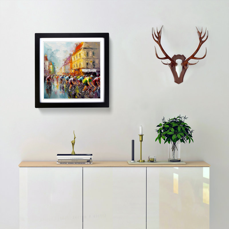Tour De France Palette Knife - Single Picture Frame Print on Wood, Black