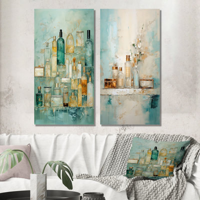 Ensemble de 2 reproductions d'art mural de salle de bain turquoise