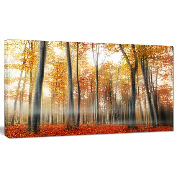 DesignArt Red And Yellow Leaves In Fall On Canvas Print | Wayfair