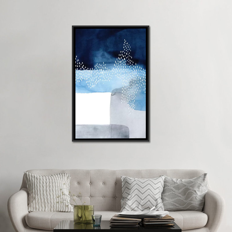 «Waterfall Abstract I», impression sur toile, H 48 po x l 32 po x P 1,5 po, Toile avec cadre flottant noir, Pas de tapis