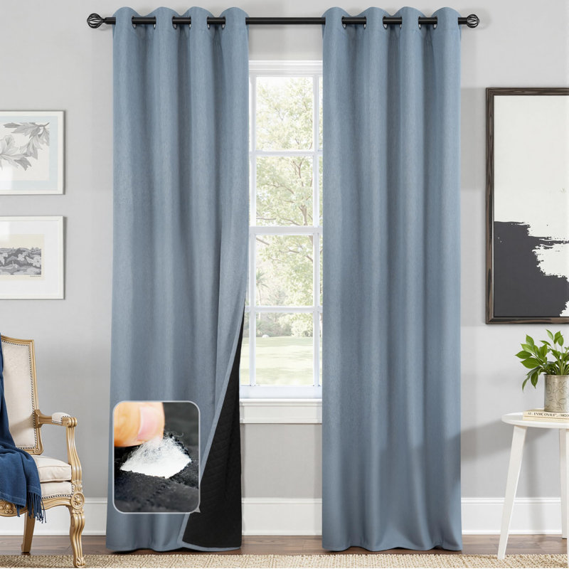 Rideau simple occultant et texturé Oakridge, L 52 po x L 102 po, Bleu