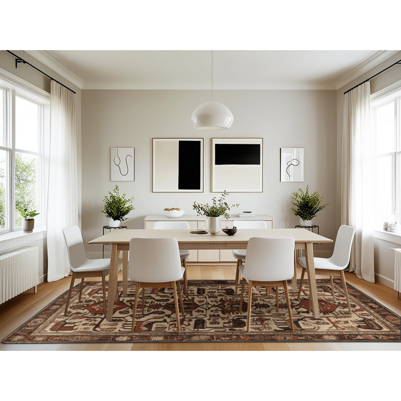 Machine Washable Persian Brown Area Rug, Rectangle 7' x 10'