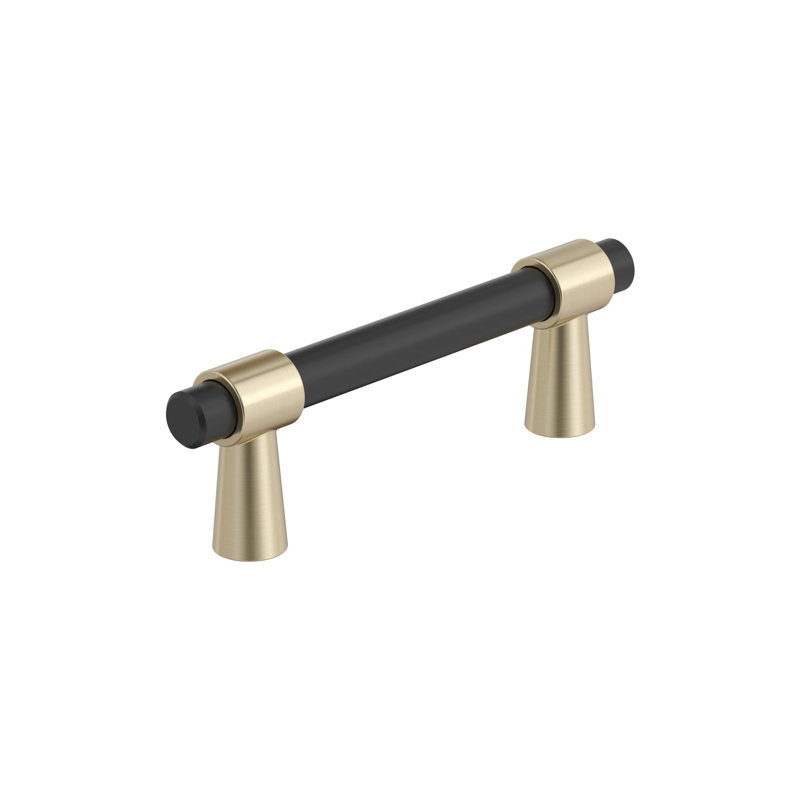 Matte Black and Golden Champagne 3" Modern Industrial Bar Pull