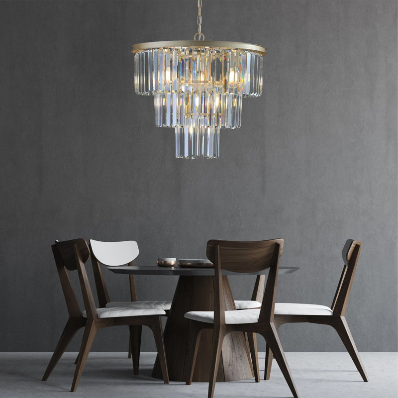 7 - Light Dimmable Tiered Chandelier, Gold