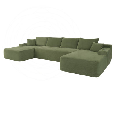 Canapé modulaire Cloud avec méridienne en forme de U et poches latérales