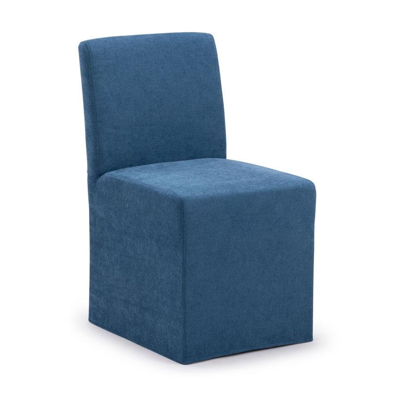 Chesnee Dining Chair with Long Slipcover, 4, Marine Blue