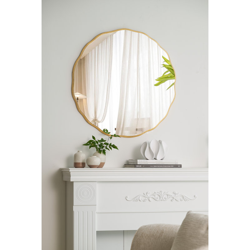 Miroir rond délavé à bord ondulé