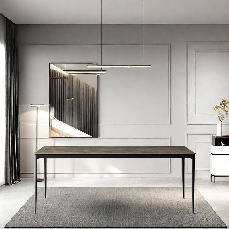 Kryska Metal Base Dining Table, 29.1"H x 31.4"L x 59"W