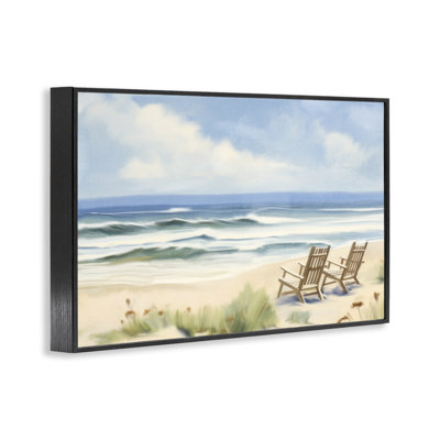 Beach Coast Chair View Framed Giclee Art, design by Kim Allen