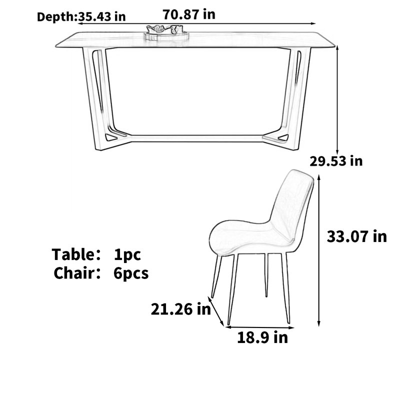 Table de rock rectangulaire nordique italienne minimaliste italienne, 7, H 29,53 po x L 70,87 po x l 35,43 po