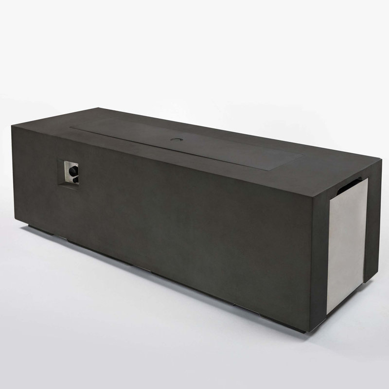 70Inch Concrete Large Fire Pit Table, Dark Gray