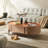 Oval saddle leather coffee table