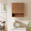 Meuble-lavabo mural moderne en chêne massif de 26 pouces avec compartiment de rangement à lattes en bois massif avec tablette