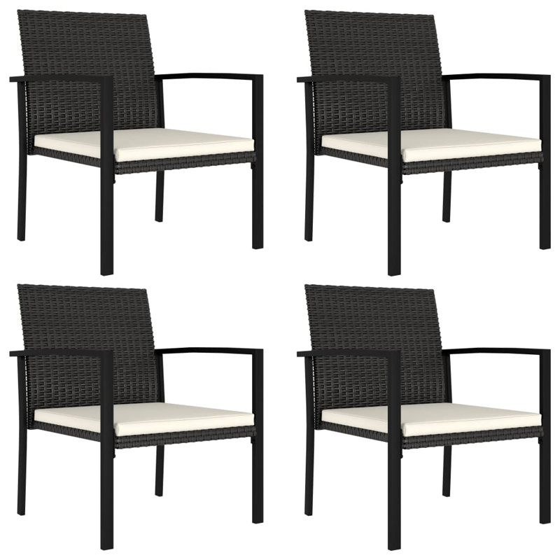 Fauteuil de salle à manger avec coussin Timmon, Cadre noir / coussin crème