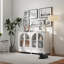 Buffet en verre arqué, 2 tiroirs et 4 portes en verre, armoire de présentation avec tablettes réglables, armoire de cuisine moderne pour le vestibule du salon