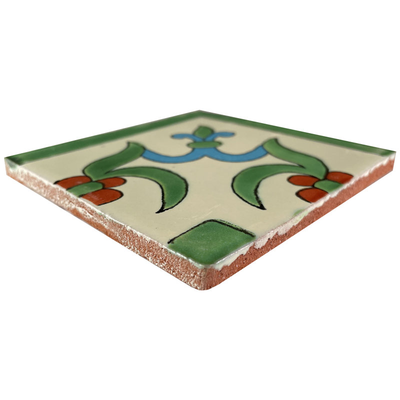 Carreau mexicain de coin Talavera 4 pièces 4,2 po x 4,2 po TalaMex