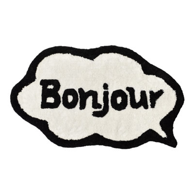 Bonjour Slogan Novelty Bath Mat