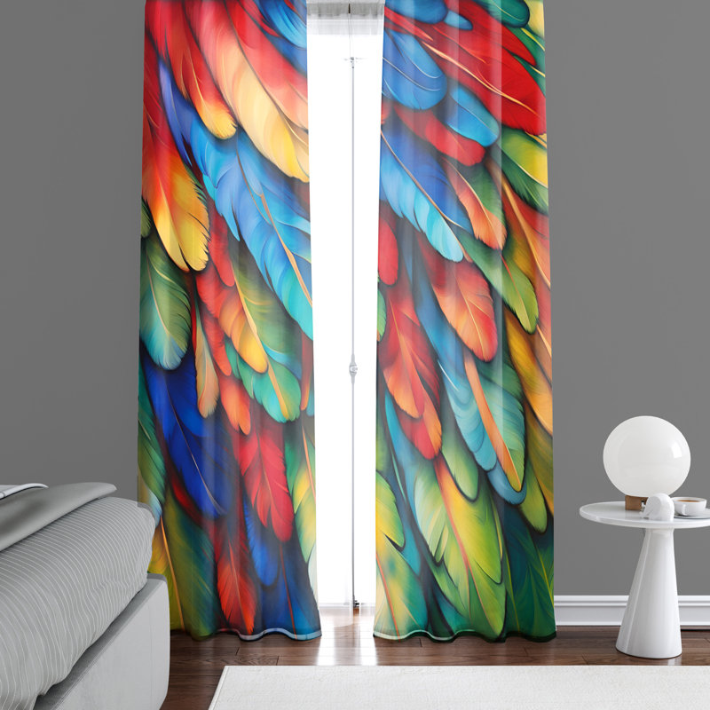 Paire de rideaux semi-transparents en polyester Emenie, L 56 po x L 78 po