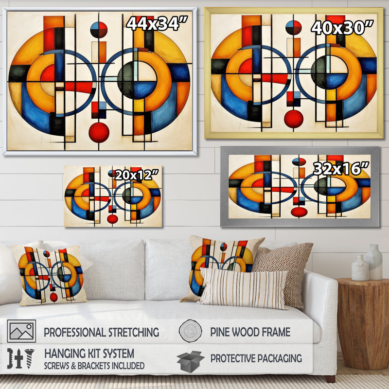 Jaune et bleu, Explorant les dimensions - formes abstraites, art mural, H 34 po x l 44 po x P 1,5 po
