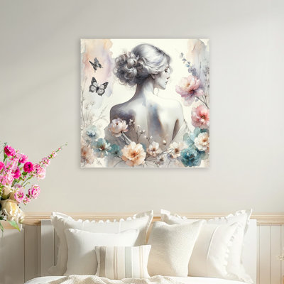 «Woman with Floral Surround», reproduction sur toile tendue