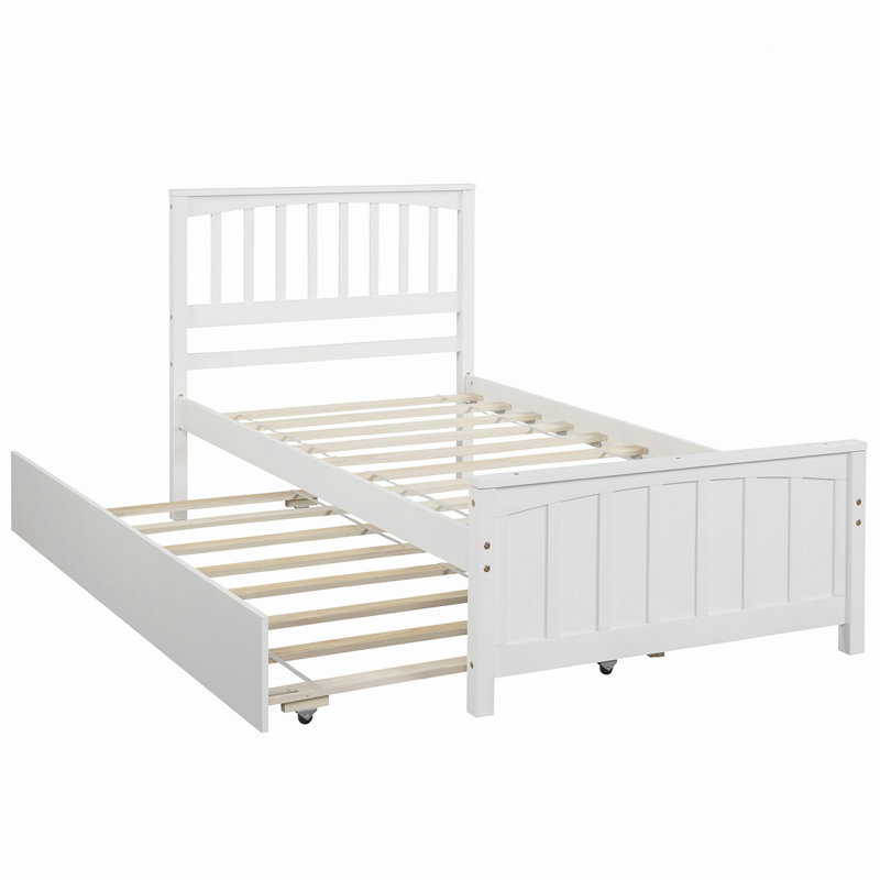 Lit plateforme avec lit gigogne, Blanc