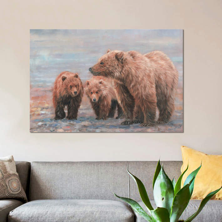 «Three Bears», impression sur toile, H 8 po x l 12 po x P 0,75 po, Pas de tapis, Toile tendue