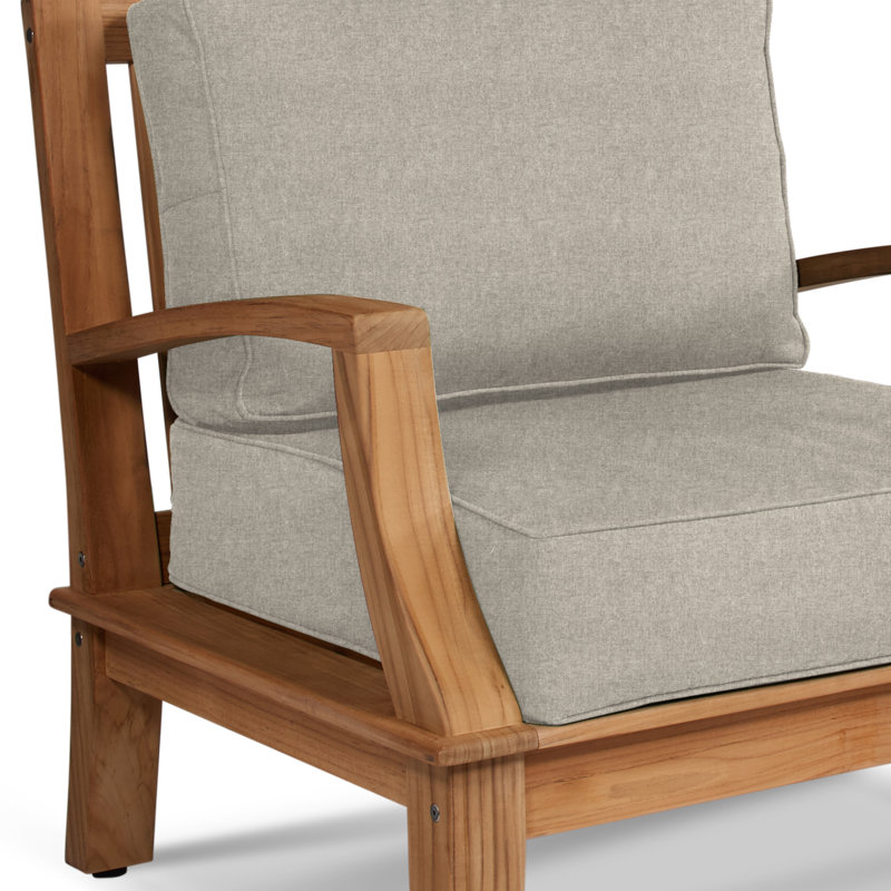 Grande Patio Chair with Sunbrella Cushions, Sunbrella® Cast Silver, Natural Wood
