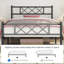 Modern Metal Bed Frame with Cross-design Headboard & Footboard-940498131-940498133