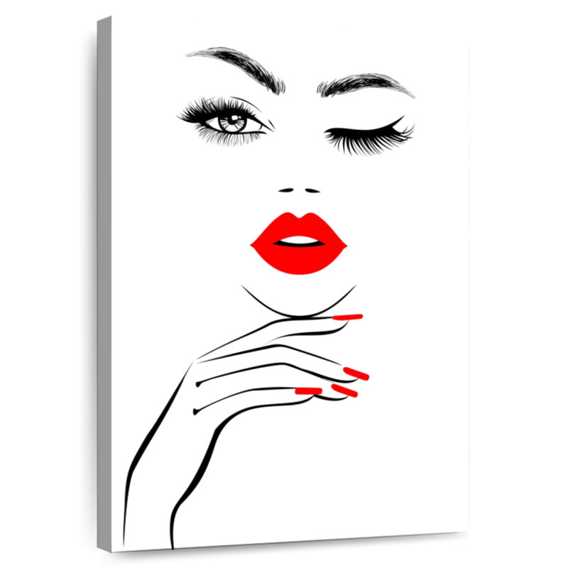 Femme de la Navette aux lèvres rouges, H 12 po x l 8 po