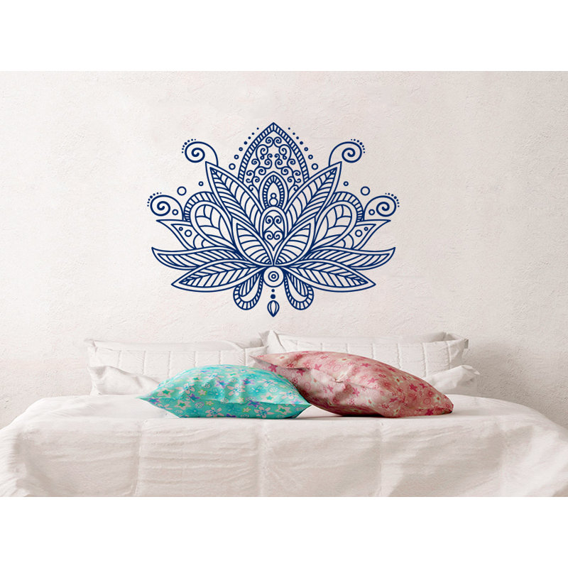 Décalcomanie murale fleur mandala lotus Estrella, Bleu marine