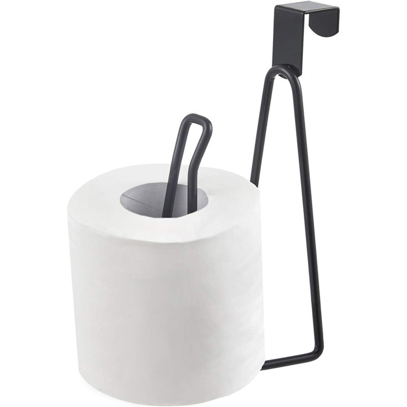 Porte-papier hygiénique sur pied en métal - Distributeur de papier hygiénique et organisateur de rangement noir