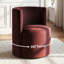 Fauteuil d'appoint demi-tonneau en velours avec roulettes-2076944054