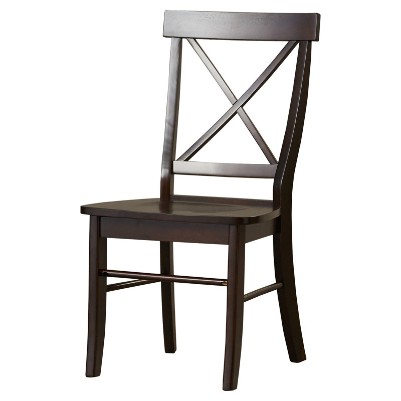 Bellmead Solid Wood Cross Back Side Chair, Charcoal
