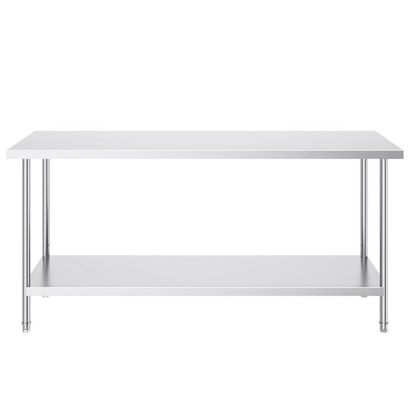 Table de préparation en acier inoxydable table de travail en métal robuste avec 3 niveaux de hauteur réglables