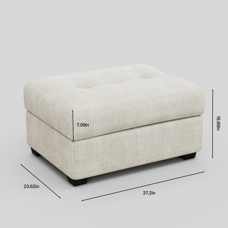 Bekey Sieber Corduroy Ottoman, Beige