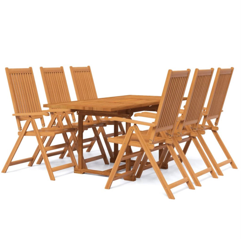 Ensemble de salle à manger de jardin en bois massif 7 pièces vidaXL 120-170 cm, L 66,9 po x l 31,5 po x H 29,5 po, Brun, 6