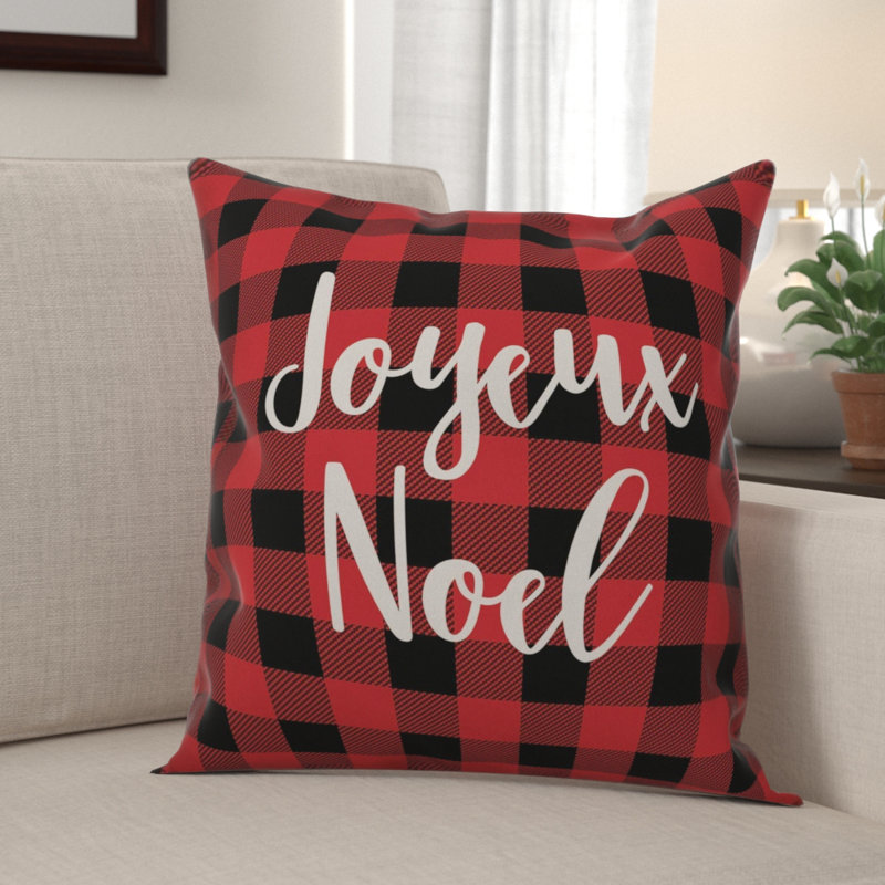  Coussin Joyeux Noël à carreaux Buffalo, Housse de coussin