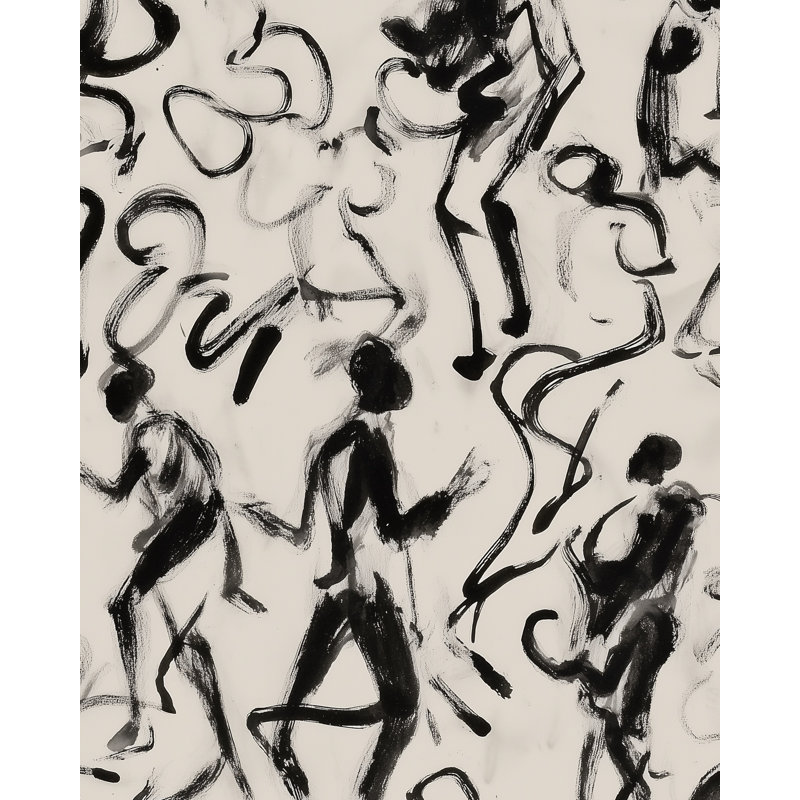 Abstract Figures Wallpaper Black Brushstroke Wall Mural