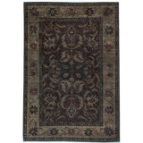 Wool Oriental Area Rug in Dark Brown/Wheat