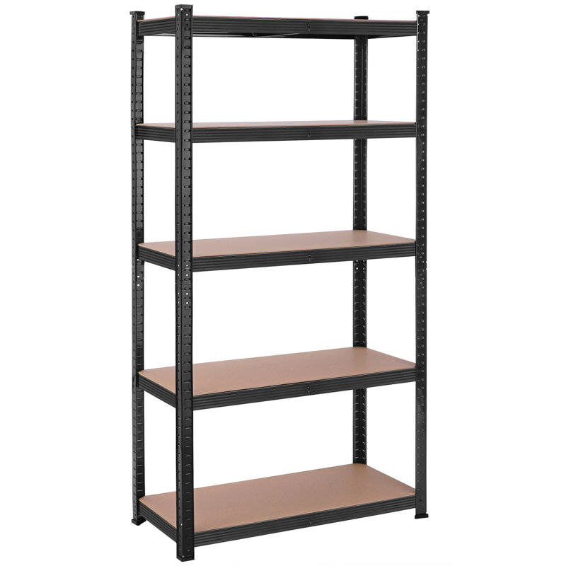 Kris Metal Height -Adjustable Shelving Unit, 180cm H x 90cm W x 40cm D, Black