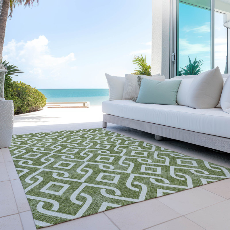 Kaylani Washable Geometric Indoor / Outdoor Rug, Rectangle 3' x 5'