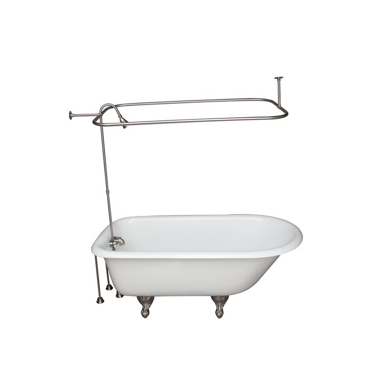 54'' x 30'' Soaking Cast Iron Bathtub, Satin Nickel