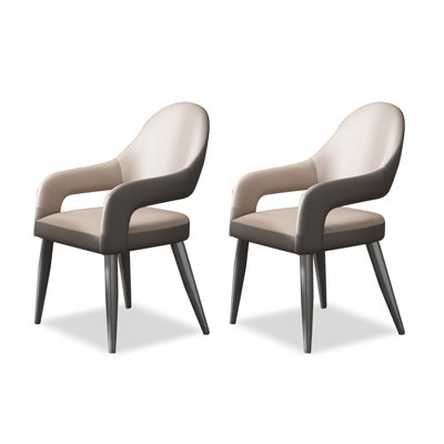 Luxury Upholstered Armchair Set of 2 - Leather Fabric & Carbon Steel Legs
