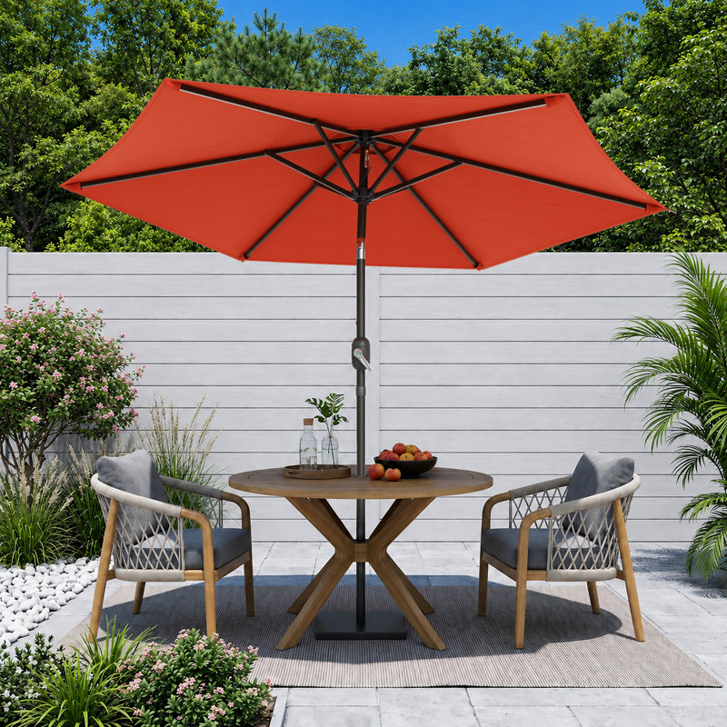 Parasol de marché hexagonal de 7,5 pi pour le marché, parasol de table d'extérieur avec bouton inclinable et manivelle, protection contre les rayons UV toutes saisons pour terrasse de jardin