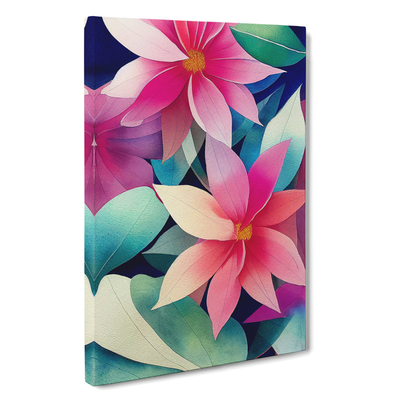 XV1022-4263X Stunning Watercolour Flowers No.5 - Print, Wrapped Canvas, No Matte, 50cm H x 35cm W