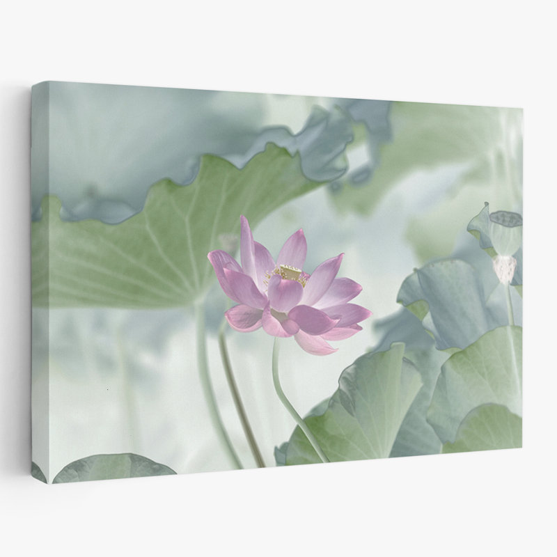 Plantes, fleurs, lotus, art mural, H 16 po x l 24 po